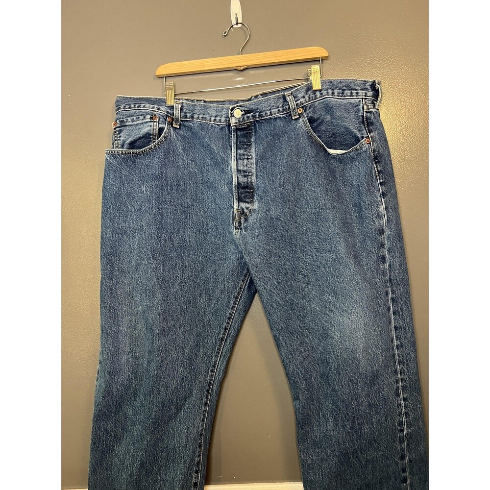 Levis 501 Jeans Mens 44x30 Blue Denim Button Fly Original Straight Leg Red Tab